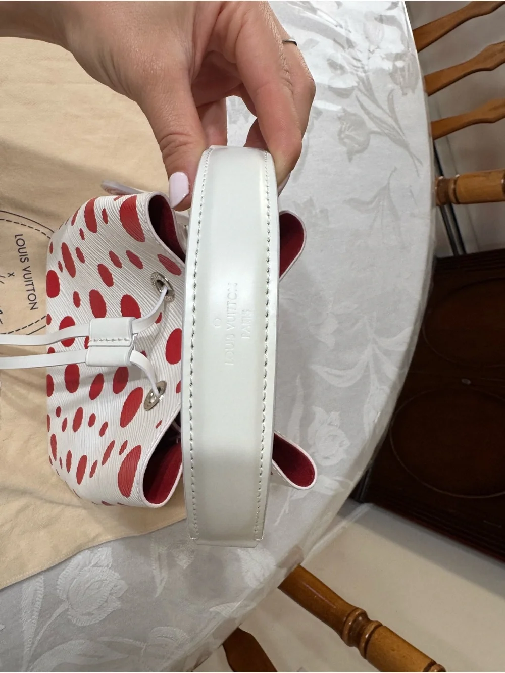 Louis Vuitton x Yayoi Kusama NeoNoe BB bag in White and Red Epi Leather